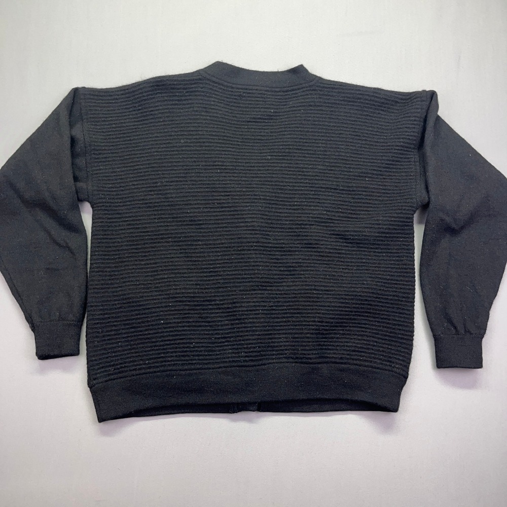 VTG Esprit Wool Cardigan‎ Sweater Knit Ribbed Button Front Pockets Black Sz M - Picture 6 of 7